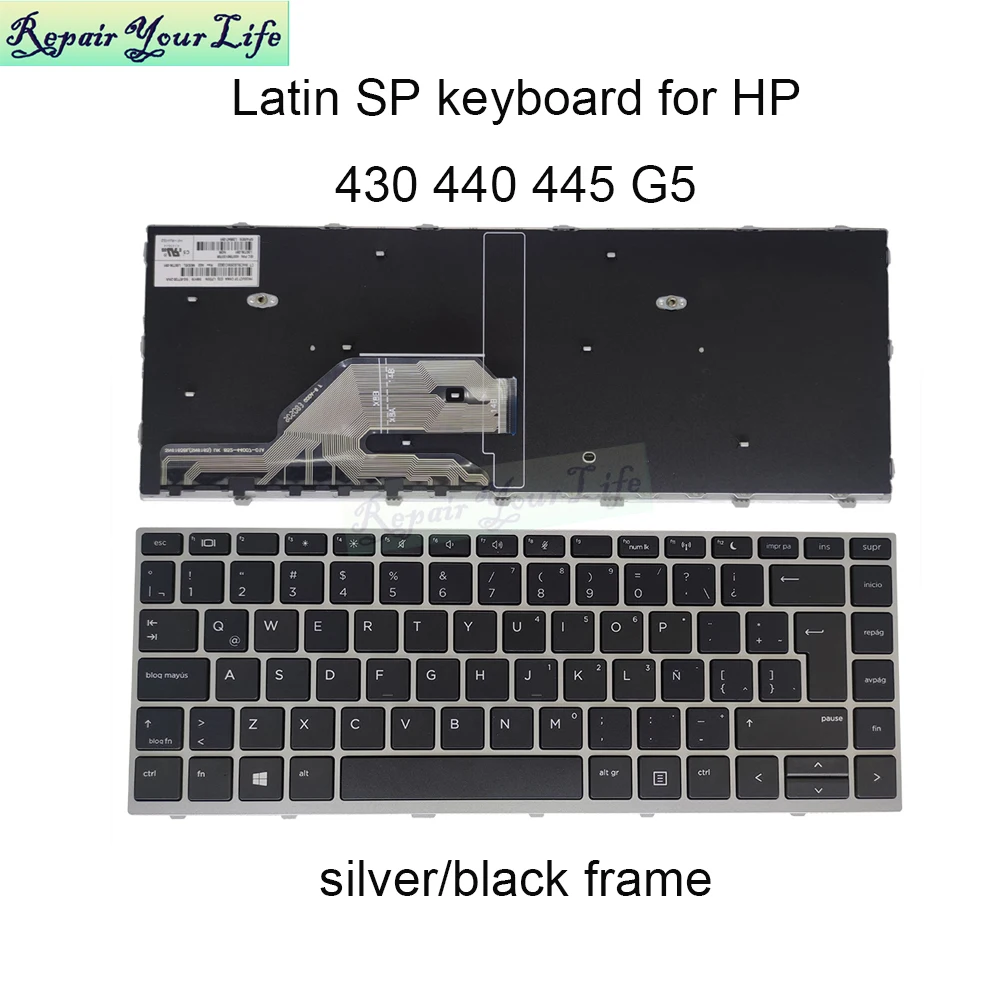 

LA/SP Latin laptop pc replacement Keyboards for HP Probook 430 440 G5 445 G5 zhan 66 Pro g1 keyboard frame L00736 L09547 141 091