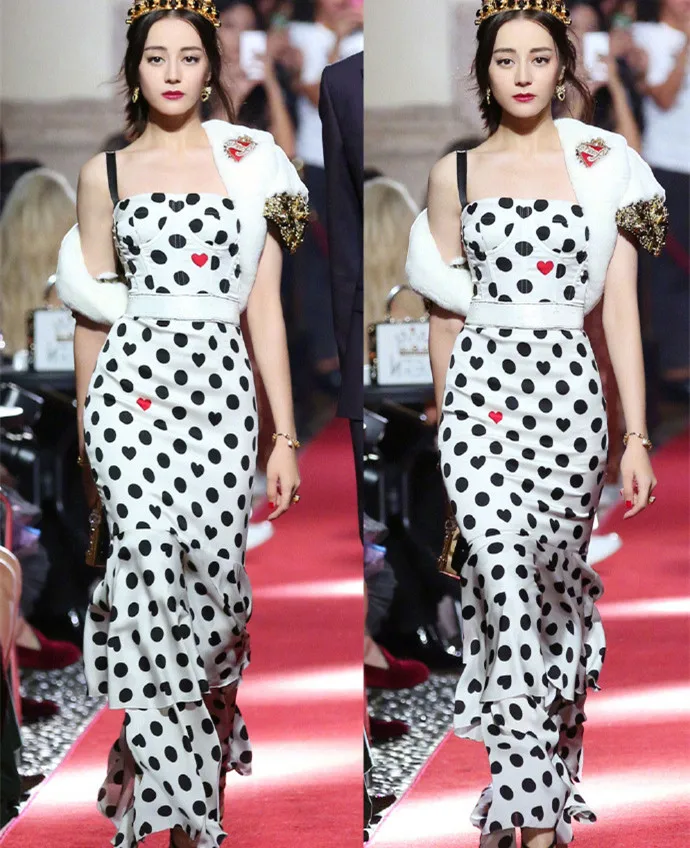 Women Fish Tail Dress Long Dress 2019 Summer Polka Dot Designer Bud Riffles Mermaid Maxi Dress Floor Length Dresses White New 
Women Fish Tail Dress Long Dress 2019 Summer Polka Dot Designer Bud Riffles Mermaid Maxi Dress Floor Length Dresses White New