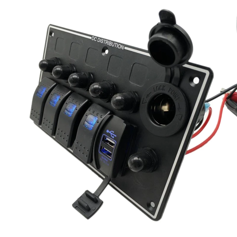 

5 банд выключатель для морской лодки переключатель панель с разъемом питания двойной USB порт для автомобиля Лодка RV грузовик
