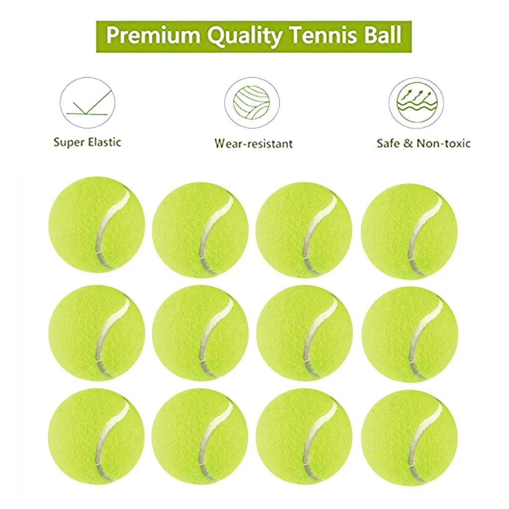 12 Pcs Tennis Ball with Carrying Mesh Bag Puppy Dog Ball Reusable Durable for beginners or pets Tennis Sport Equipment
12 Pcs Tennis Ball with Carrying Mesh Bag Puppy Dog Ball Reusable Durable for beginners or pets Tennis Sport Equipment