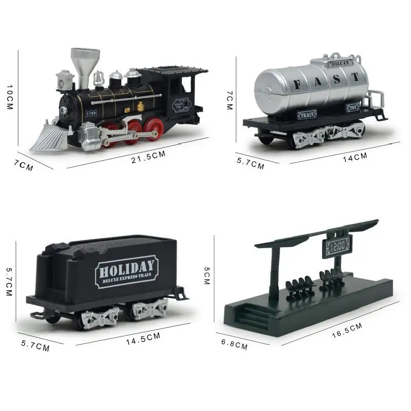 Light and sound effect track train, electric retro simulation train model children's toy
Light and sound effect track train, electric retro simulation train model children's toy