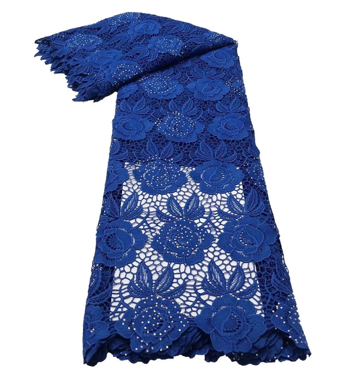 High Quality Nigerian Water Soluble Cord Lace Fabric 5 Yard African Guipure Cord Lace Fabric With Stones For Wedding 
High Quality Nigerian Water Soluble Cord Lace Fabric 5 Yard African Guipure Cord Lace Fabric With Stones For Wedding