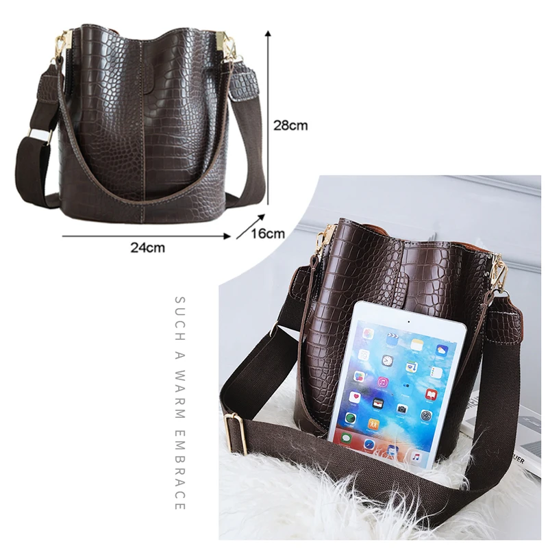 Bucket Bag Women Crocodile pattern Crossbody bags 2020 Retro Cylinder Bag PU Alligator Pattern 
Bucket Bag Women Crocodile pattern Crossbody bags 2020 Retro Cylinder Bag PU Alligator Pattern