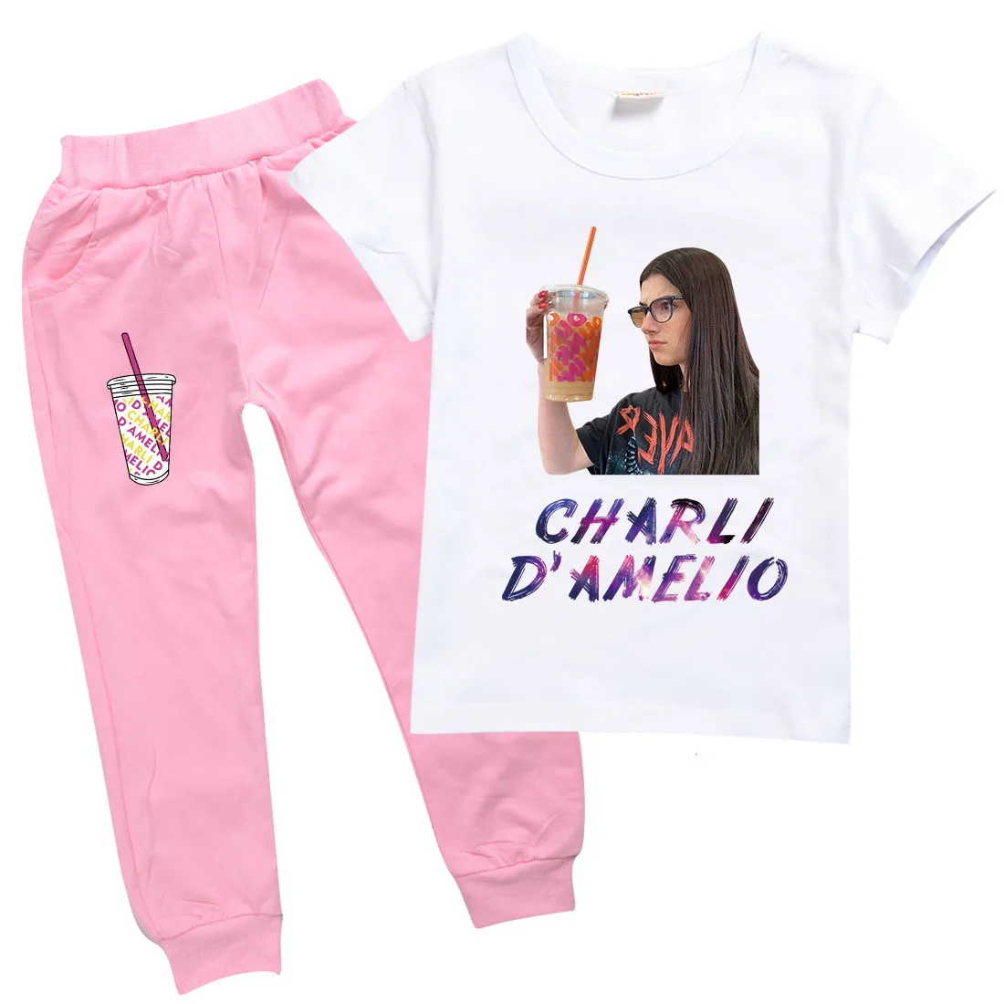 Charli Damelio Kids Clothes Baby Girls Outifts Short Sleeve Cotton T-shirt Sweat Pants 2Pcs Set Children's Clothing Sportswear
Charli Damelio Kids Clothes Baby Girls Outifts Short Sleeve Cotton T-shirt Sweat Pants 2Pcs Set Children's Clothing Sportswear