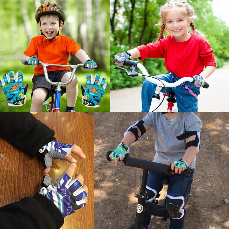 Перчатки детские без пальцев цветные дышащие гелевые велосипедные перчатки пара
