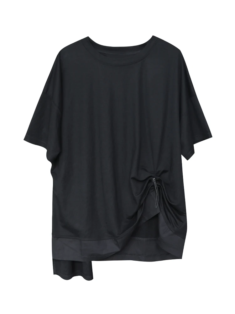 2021 Spring and Summer Blouse New Japanese Simple Loose Round Neck Short Sleeve Drawstring Stitching Irregular Casual T-shirt
2021 Spring and Summer Blouse New Japanese Simple Loose Round Neck Short Sleeve Drawstring Stitching Irregular Casual T-shirt