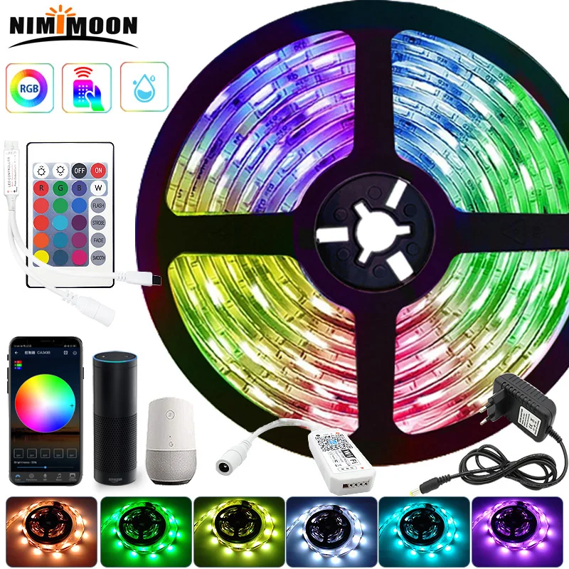 Светодиодная лента RGB 5050 2835 5 м 10 15 с Wi-Fi управлением 12 В постоянного тока адаптер