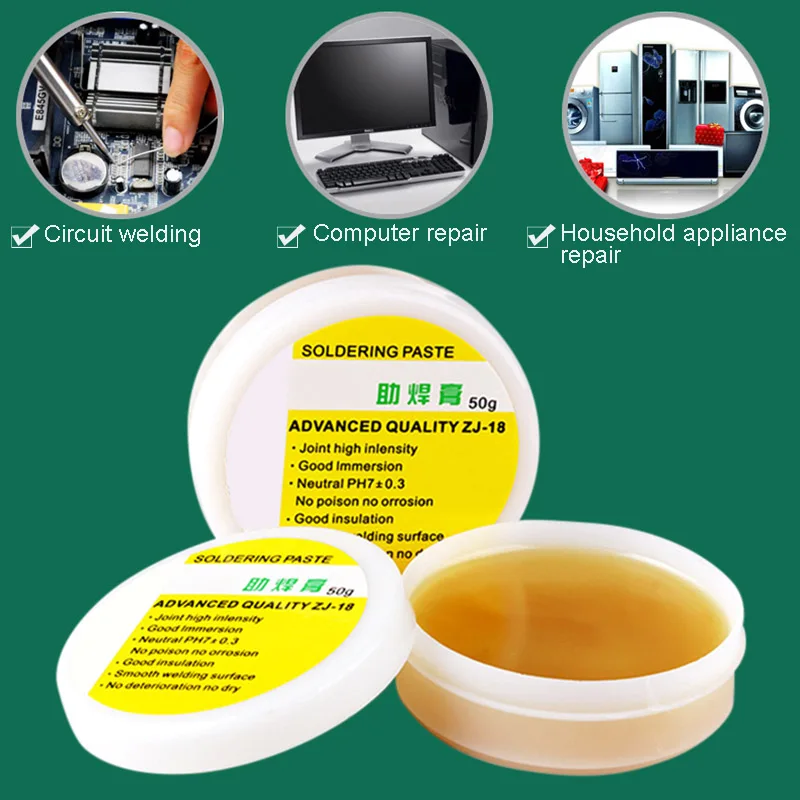 50g Environmental Soldering Paste Mild Rosin Flux Welding Soldering Gel Tool for Metalworking Electrical Soldering Dropshipping
50g Environmental Soldering Paste Mild Rosin Flux Welding Soldering Gel Tool for Metalworking Electrical Soldering Dropshipping