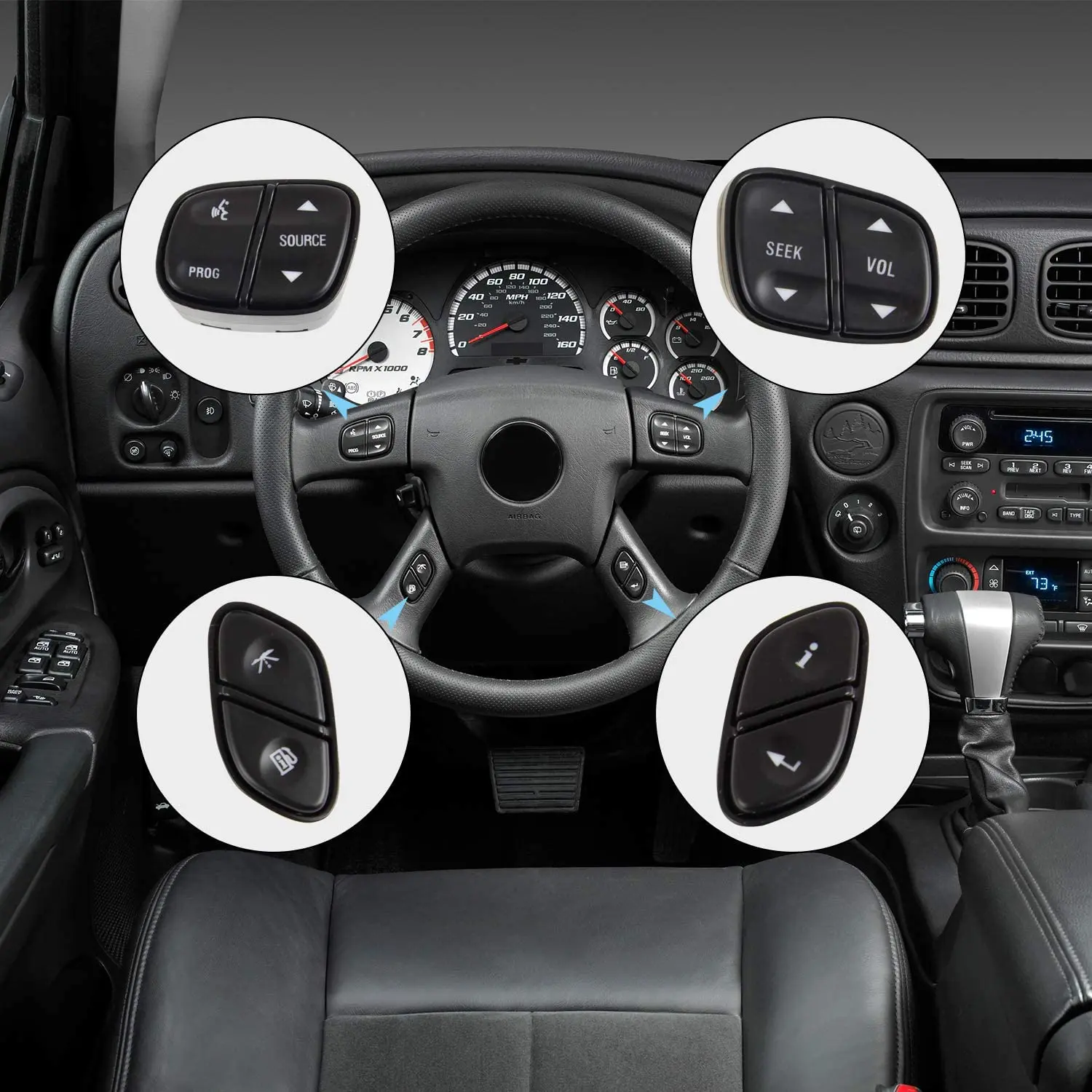 4pcs Steering Wheel Switch Control Buttons for Chevy Silverado for GMC Yukon
4pcs Steering Wheel Switch Control Buttons for Chevy Silverado for GMC Yukon