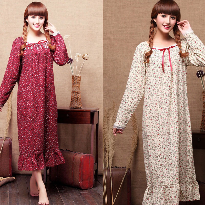 ladies long-sleeved cotton printing fresh long section loose pastoral princess style home service sexy nightwear
ladies long-sleeved cotton printing fresh long section loose pastoral princess style home service sexy nightwear