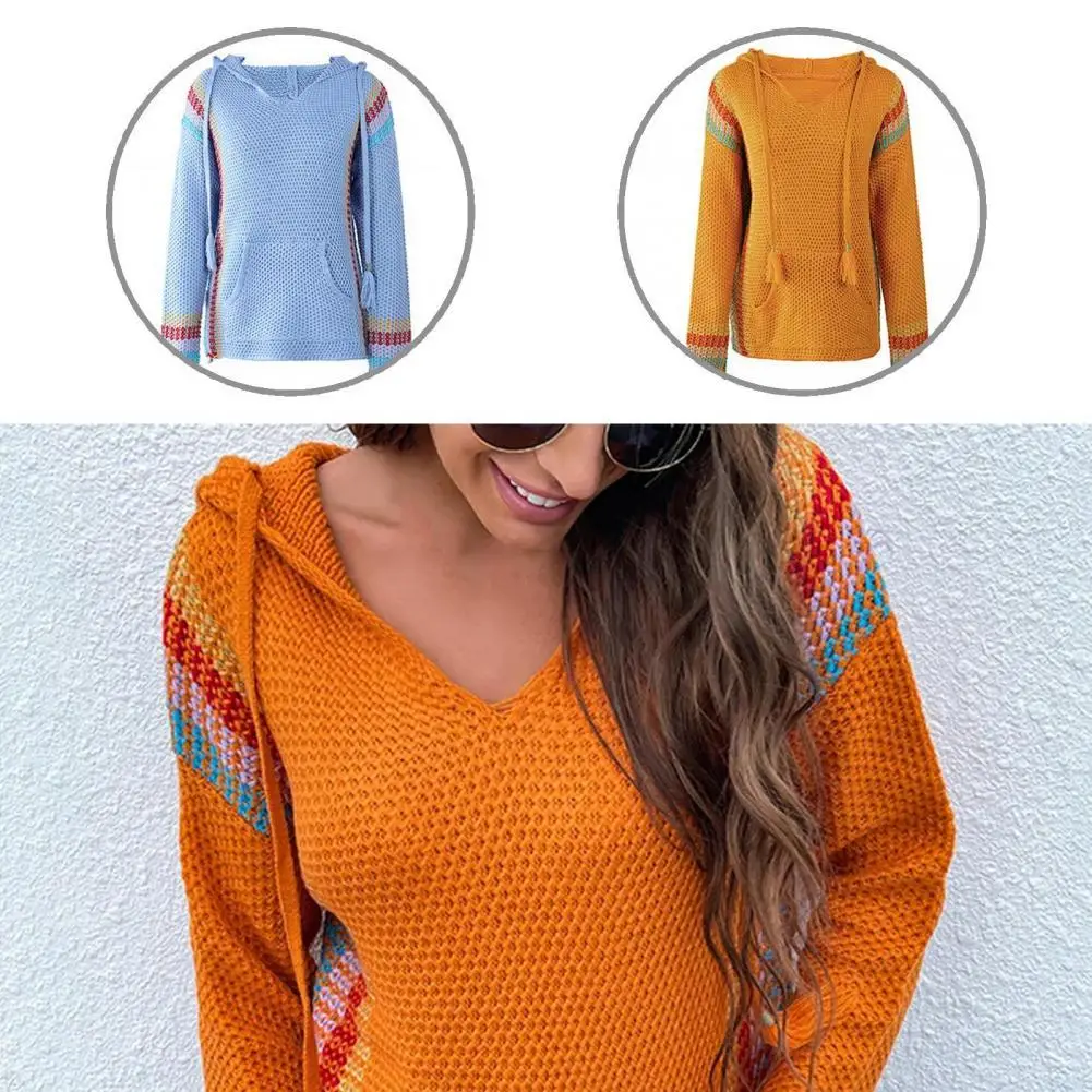 Simple Trendy Hooded V-Neck Pullover Sweater Women Pullover Sweater Pocket Streetwear
Simple Trendy Hooded V-Neck Pullover Sweater Women Pullover Sweater Pocket Streetwear