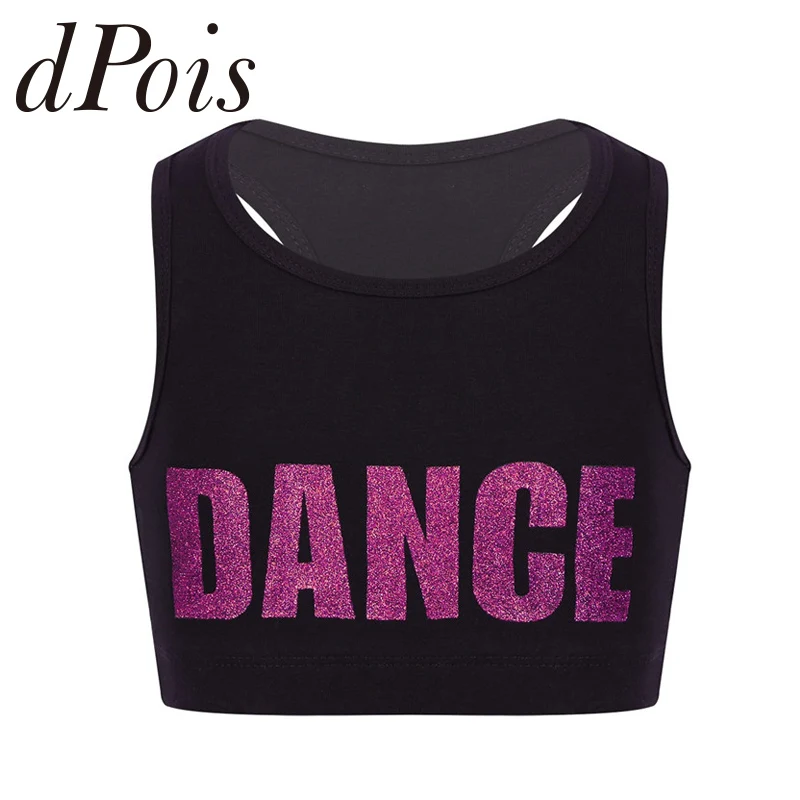 Kids Girls Racerback Sleeveless Shiny Letters DANCE Printed Crop Top for Dance Stage Performance Workout Gymnastics Sports Bras 
Kids Girls Racerback Sleeveless Shiny Letters DANCE Printed Crop Top for Dance Stage Performance Workout Gymnastics Sports Bras