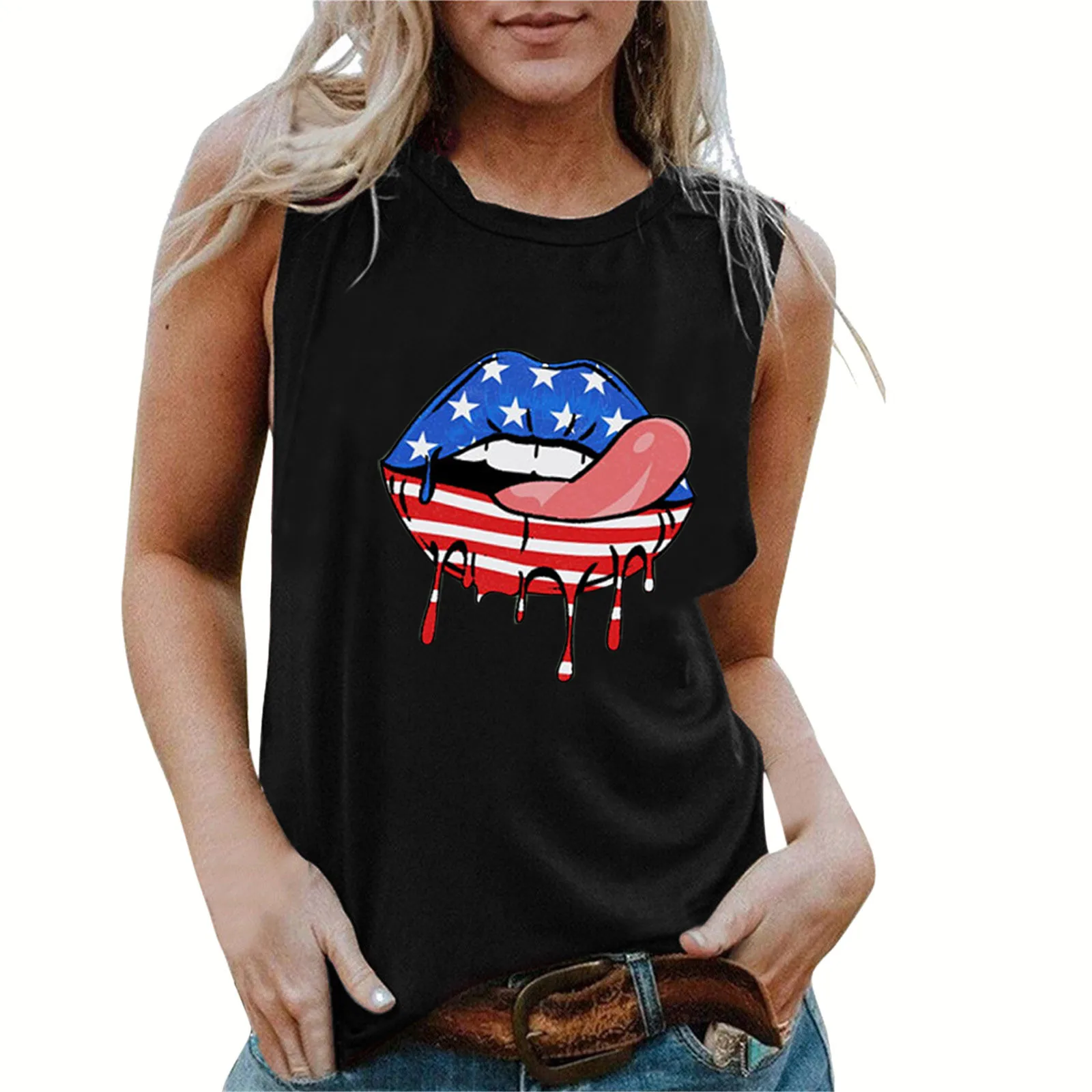 2021 New Fashion Print Summer Causal Loose Tankt Women's Sleeveless Independence Day Tops O-neck Printing Sleeveless Tops
2021 New Fashion Print Summer Causal Loose Tankt Women's Sleeveless Independence Day Tops O-neck Printing Sleeveless Tops