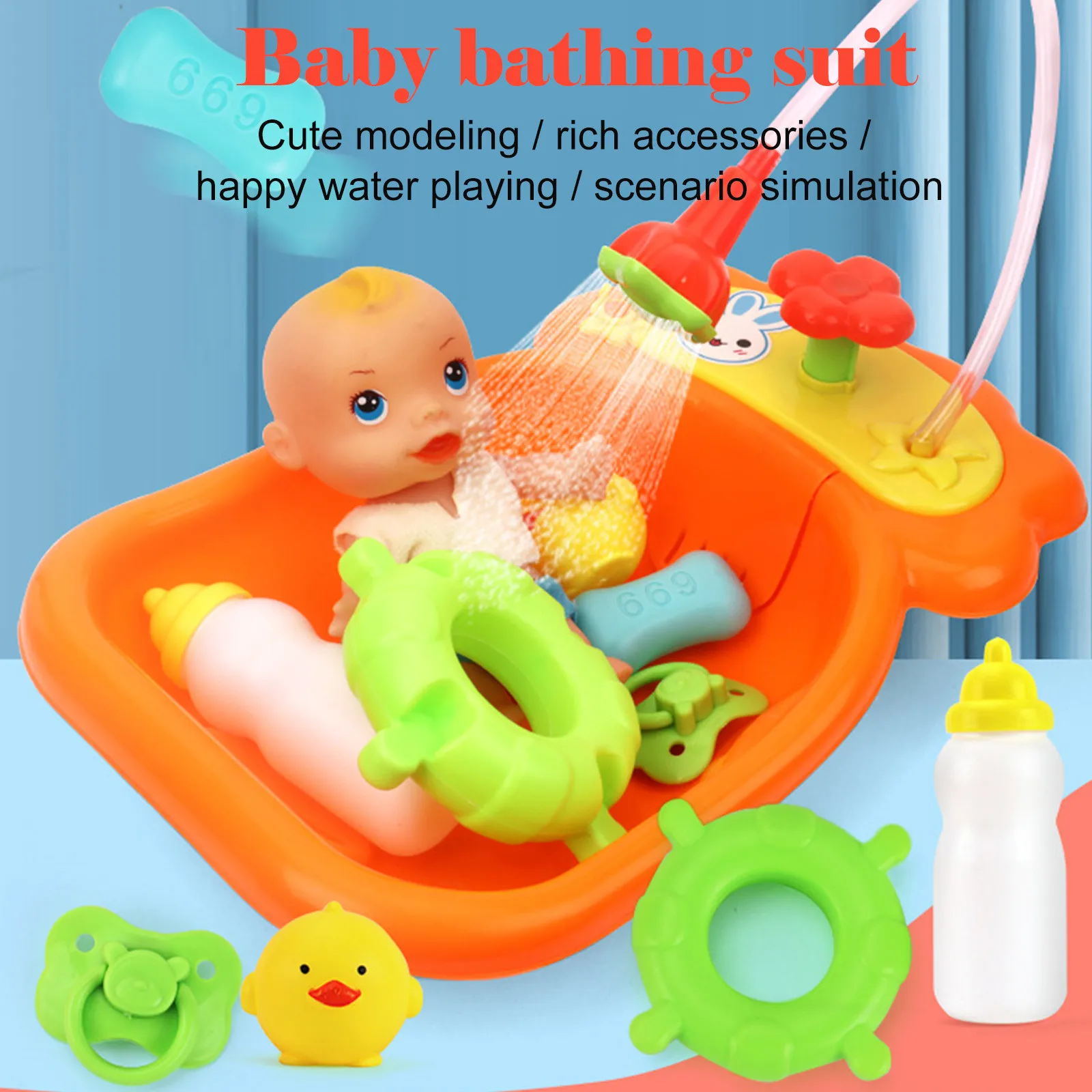 Kids Plastic Bath Tub Doll Set Pretend Role Play Toy with Shower Accessories Bathroom Bathtub Kids Play Water Games Toy Set
Kids Plastic Bath Tub Doll Set Pretend Role Play Toy with Shower Accessories Bathroom Bathtub Kids Play Water Games Toy Set