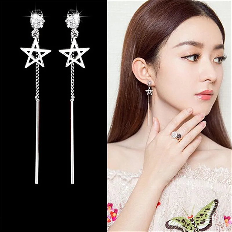 Fashion Tassel Drop Earrings For Women Jewelry Pure Silver Plated Earring Lady Charm Star Ear Accessories Female Gift
Fashion Tassel Drop Earrings For Women Jewelry Pure Silver Plated Earring Lady Charm Star Ear Accessories Female Gift