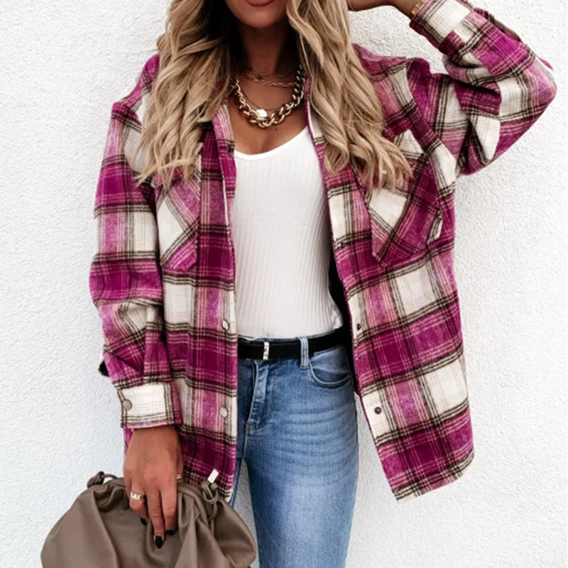 Oeak Plaid Shirt Jackets Women Pockets Turn-down Collar Check Jacket Girls Chic Coat Streetwear Oversized Women Jacket
Oeak Plaid Shirt Jackets Women Pockets Turn-down Collar Check Jacket Girls Chic Coat Streetwear Oversized Women Jacket