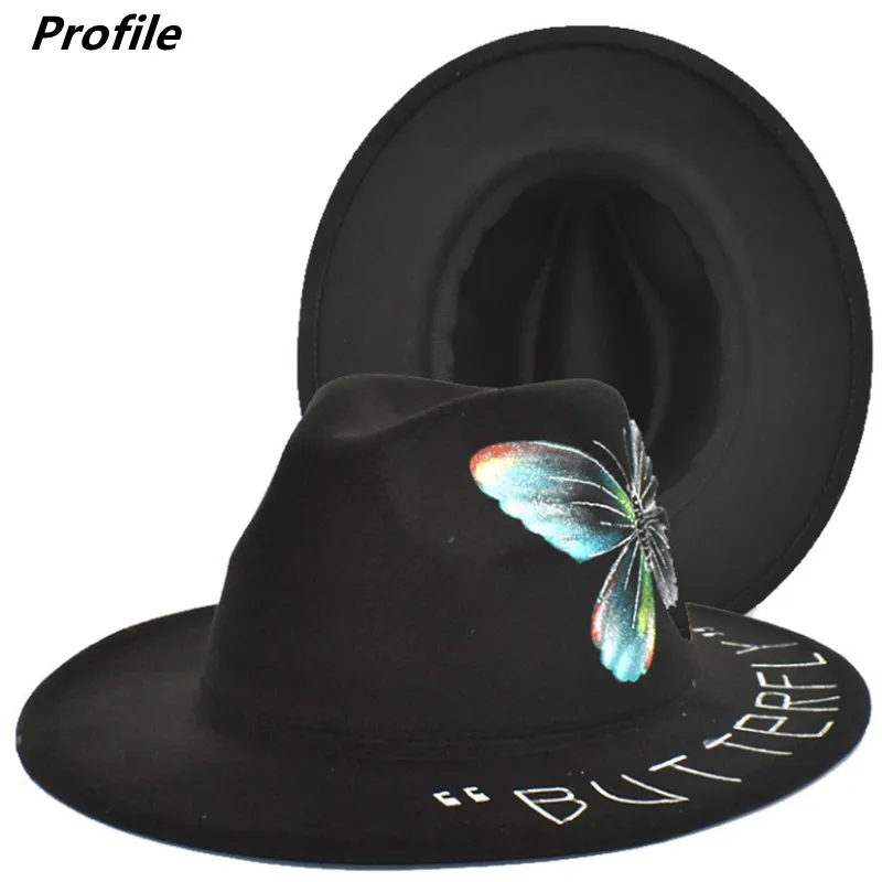 Hand-painted fedora hat making butterfly pattern wholesale flat brim jazz hat winter thickened fedora hat кепка мужская
Hand-painted fedora hat making butterfly pattern wholesale flat brim jazz hat winter thickened fedora hat кепка мужская