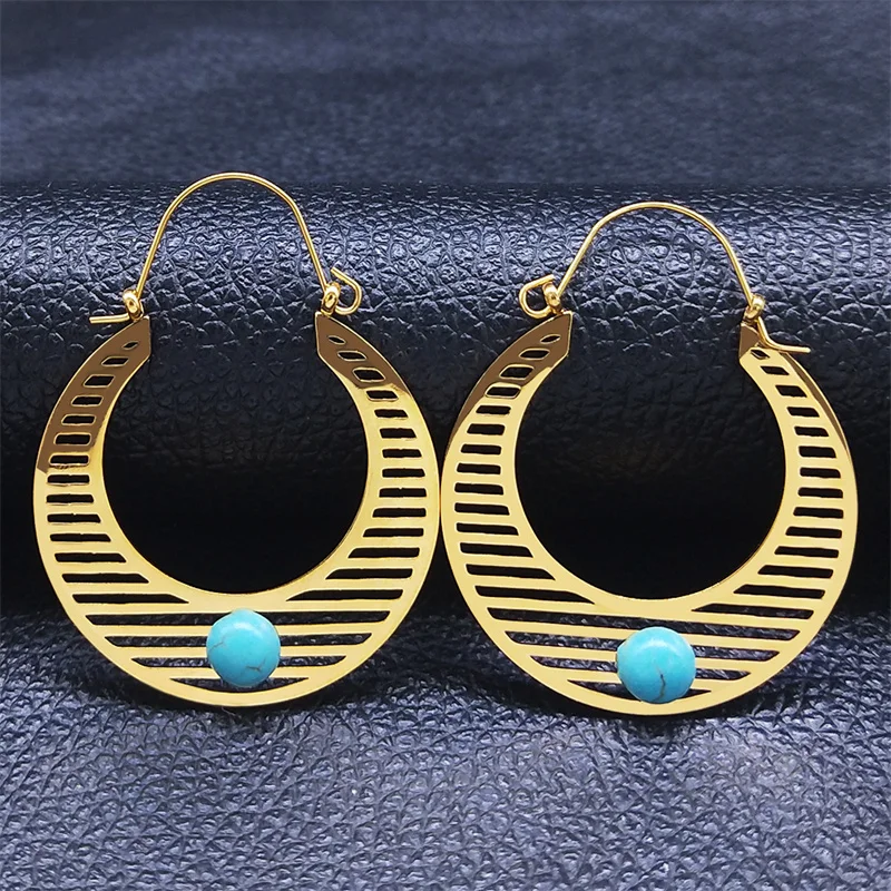 Blue Stone Stainless Steel Big Hoop Earrings Women Gold Color Big Flower Basket Earrings Jewelry boucle oreille femme E9341S04
Blue Stone Stainless Steel Big Hoop Earrings Women Gold Color Big Flower Basket Earrings Jewelry boucle oreille femme E9341S04
