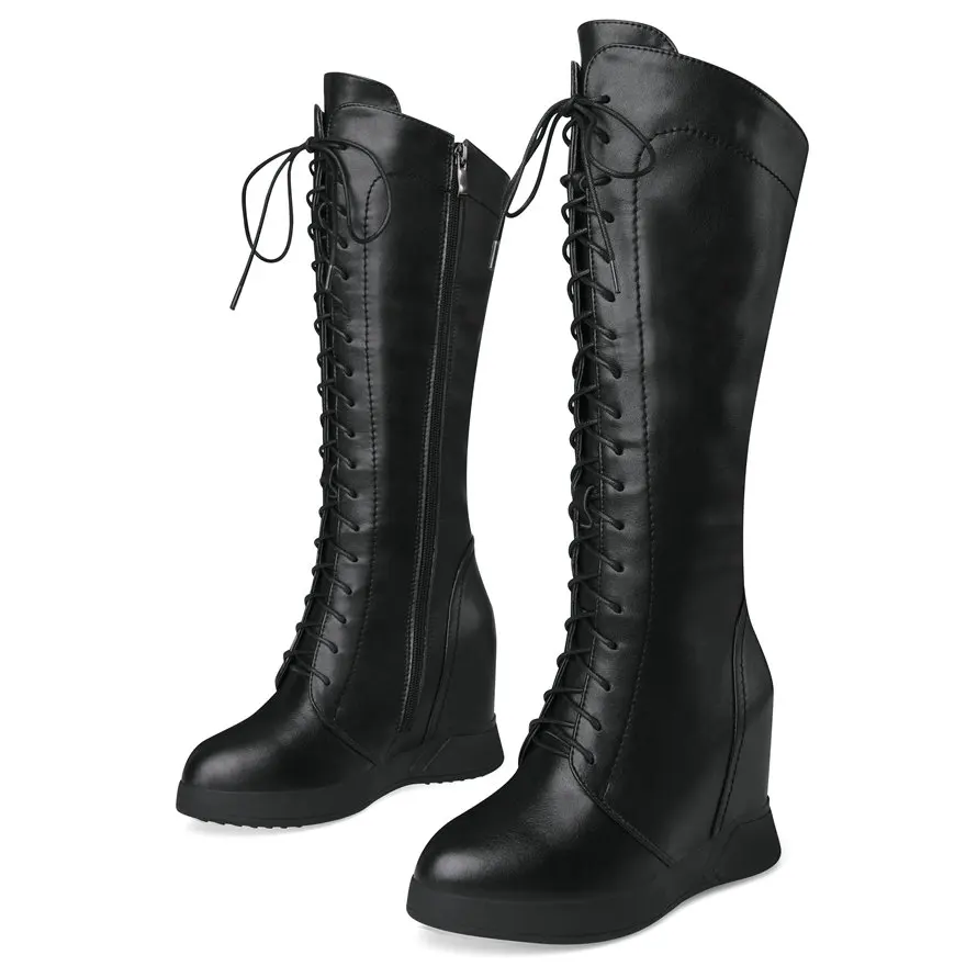 Winter Tall Sneakers Women Cow Leather Wedges High Heel Mid Calf Riding Boots Female Lace Up Round Toe Thigh High Pumps Shoes
Winter Tall Sneakers Women Cow Leather Wedges High Heel Mid Calf Riding Boots Female Lace Up Round Toe Thigh High Pumps Shoes
