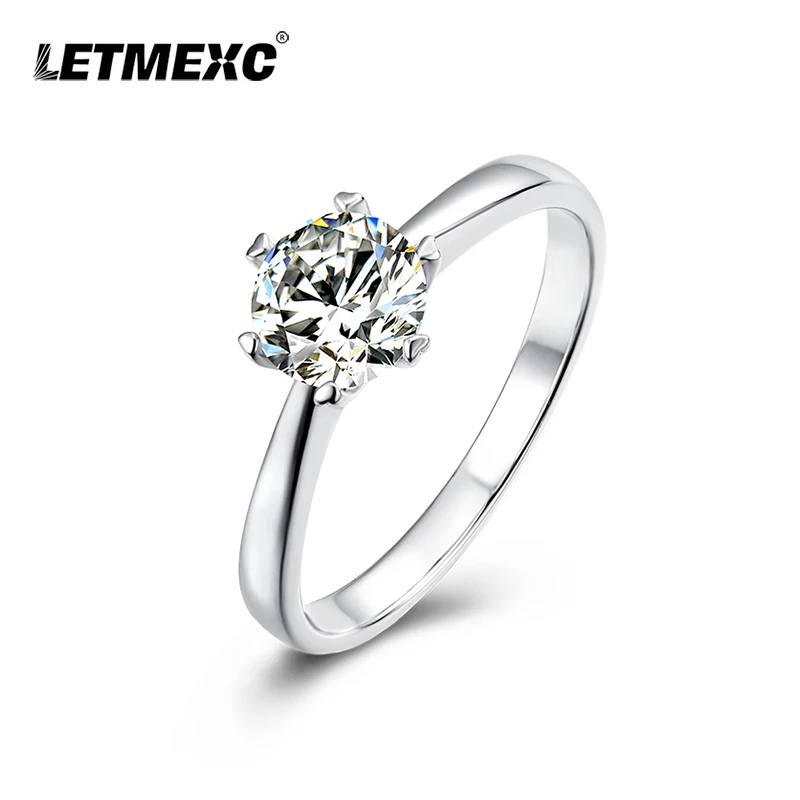 Letmexc Classical 925 Silver White Gold Moissanite Diamond Ring 1ct VVS1 D Color 6.5mm for Women Engagement Wedding Rings
Letmexc Classical 925 Silver White Gold Moissanite Diamond Ring 1ct VVS1 D Color 6.5mm for Women Engagement Wedding Rings