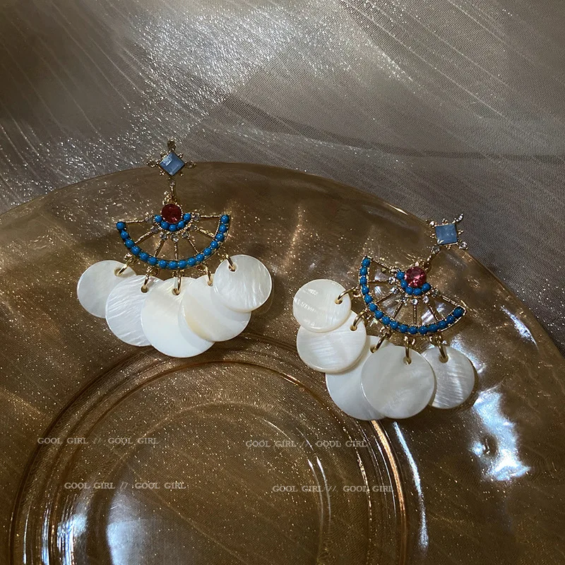 925 silver needle shell Disc Earrings Bohemian Earrings retro net red temperament French earrings earrings female
925 silver needle shell Disc Earrings Bohemian Earrings retro net red temperament French earrings earrings female