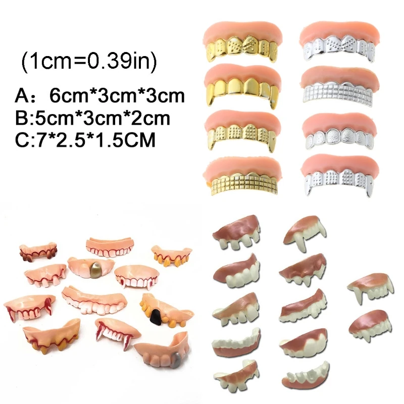 12pcs/set Halloween Party Prank Toys Simulation Rotten Teeth Vampire Denture Masquerade Cosplay Fake Teeth Trick Props
12pcs/set Halloween Party Prank Toys Simulation Rotten Teeth Vampire Denture Masquerade Cosplay Fake Teeth Trick Props