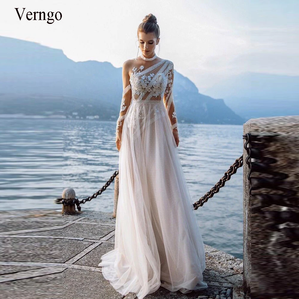 Женское свадебное платье Verngo ТРАПЕЦИЕВИДНОЕ пляжное в стиле бохо для кружевные