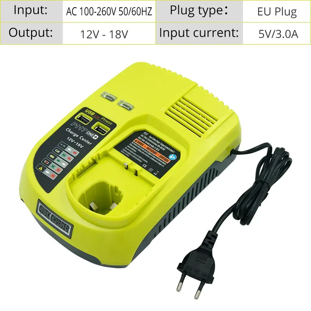 P117 3A Li-Ion Ni-MH Ni-Cd Универсальный Перезаряжаемый Аккумулятор Charger для Ryobi 12-18V Battery P100 P103 P107 P108 BPL1820 BPP1820
P117 3A Li-Ion Ni-MH Ni-Cd Универсальный Перезаряжаемый Аккумулятор Charger для Ryobi 12-18V Battery P100 P103 P107 P108 BPL1820 BPP1820