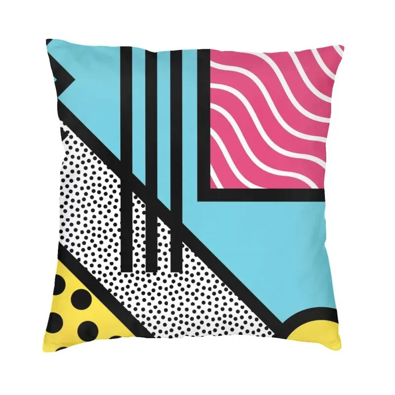 

Geometry 80s Memphis Pop Art Style Cushion Cover Velvet Abstract Geometric Pillow Case for Car Square Pillowcase Home Decorative
