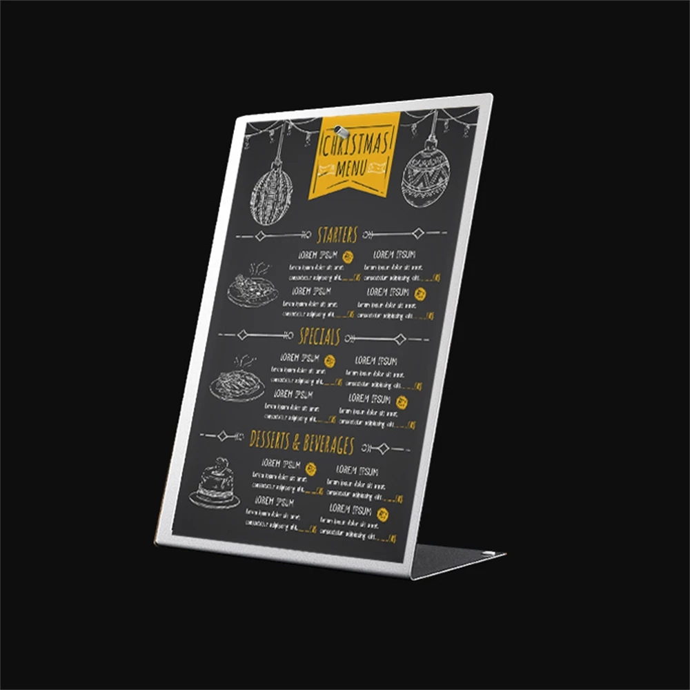 A4 Silvery l Desk Top Price List Menu Display Paper Tag Magnetic Metal Label Clip Stand Bill Board
A4 Silvery l Desk Top Price List Menu Display Paper Tag Magnetic Metal Label Clip Stand Bill Board