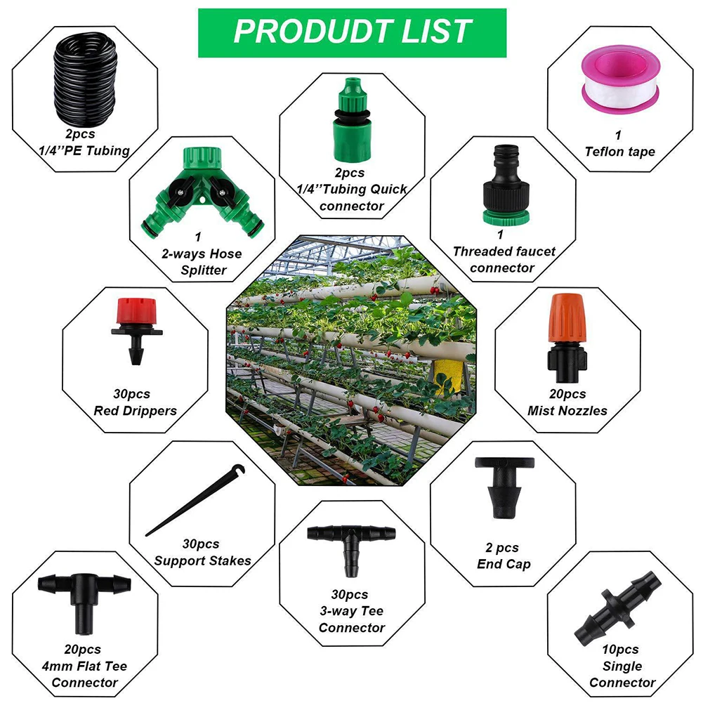 15m Garden Drip Irrigation System Plant Watering Kit Water Saving System Adjustable Nozzle Drippers Greenhouse Accessories 149pc
15m Garden Drip Irrigation System Plant Watering Kit Water Saving System Adjustable Nozzle Drippers Greenhouse Accessories 149pc