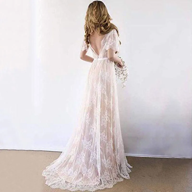 On Sale Elegant A Line Lace Bridal Wedding Gowns Short Sleeves Plunge V Neckline Wedding Dresses for Bride Backless Sweep Train
On Sale Elegant A Line Lace Bridal Wedding Gowns Short Sleeves Plunge V Neckline Wedding Dresses for Bride Backless Sweep Train