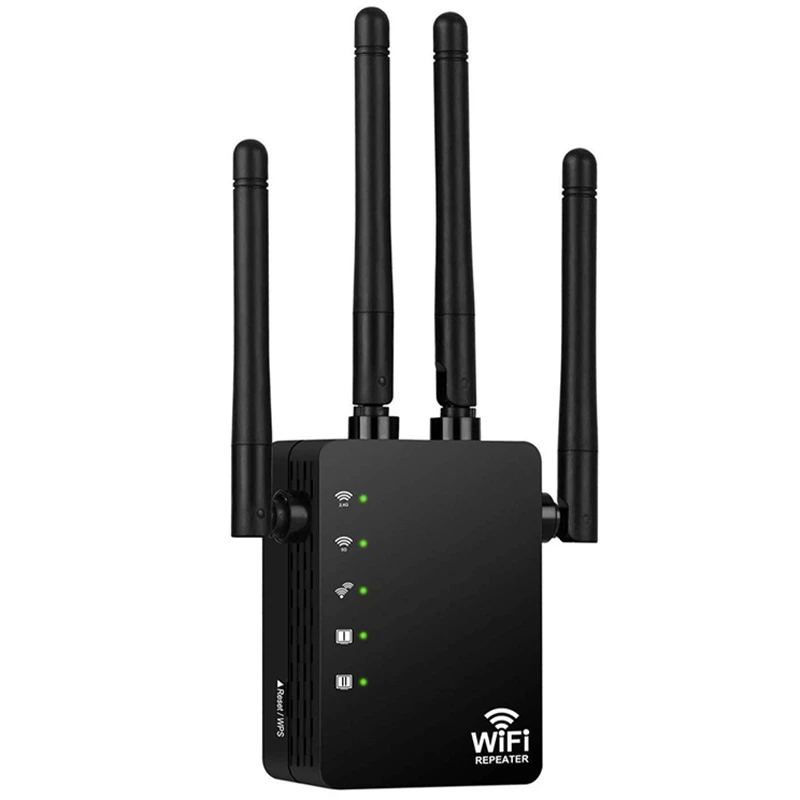 Wireless Wifi Repeater Router 300/1200Mbps Dual-Band 2.4/5G Antenna WiFi Extender Signal Amplifier AP Mode EU Plug
Wireless Wifi Repeater Router 300/1200Mbps Dual-Band 2.4/5G Antenna WiFi Extender Signal Amplifier AP Mode EU Plug