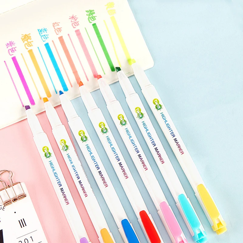 Cute 7color Double Head Fluorescent Highlighters Hook Pen Drawing Markers Mildliner Liner Pen Set For School Office Art Supplies
Cute 7color Double Head Fluorescent Highlighters Hook Pen Drawing Markers Mildliner Liner Pen Set For School Office Art Supplies