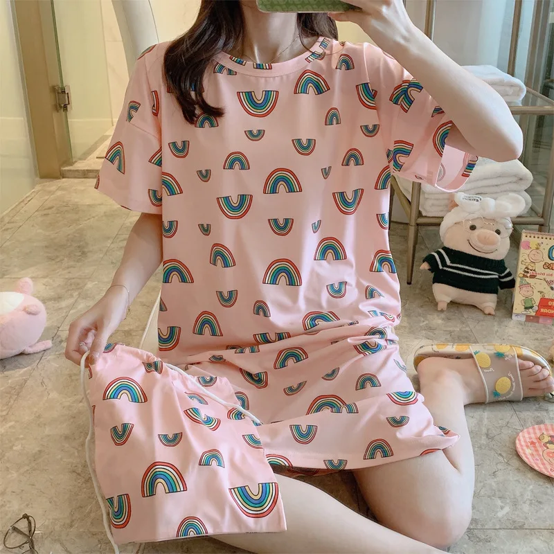 Loose Polyester 2020 Summer Nightdress Female Bag Nightdress Short Sleeve Milk Silk Cartoon Home Service Camisolas Sensuais
Loose Polyester 2020 Summer Nightdress Female Bag Nightdress Short Sleeve Milk Silk Cartoon Home Service Camisolas Sensuais