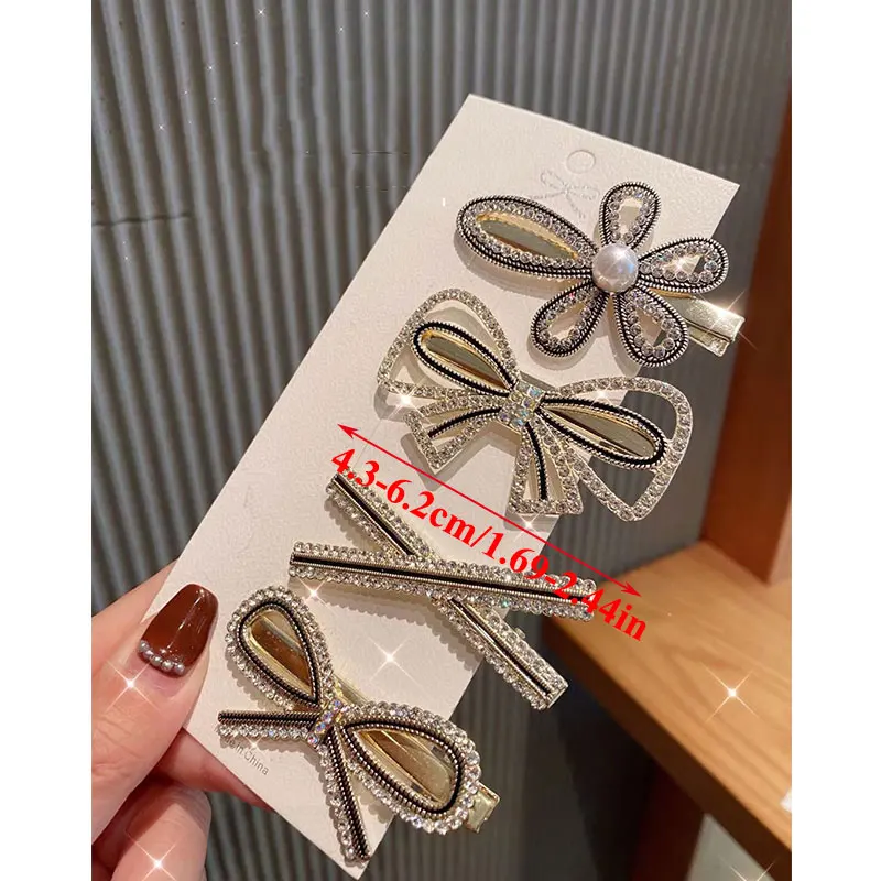 4Pcs/Set Women Hair Clips Rhinestone Crystal Hairpins Bezel Hair Accessories Silver Color Barrettes Korean Girls Headwear
4Pcs/Set Women Hair Clips Rhinestone Crystal Hairpins Bezel Hair Accessories Silver Color Barrettes Korean Girls Headwear