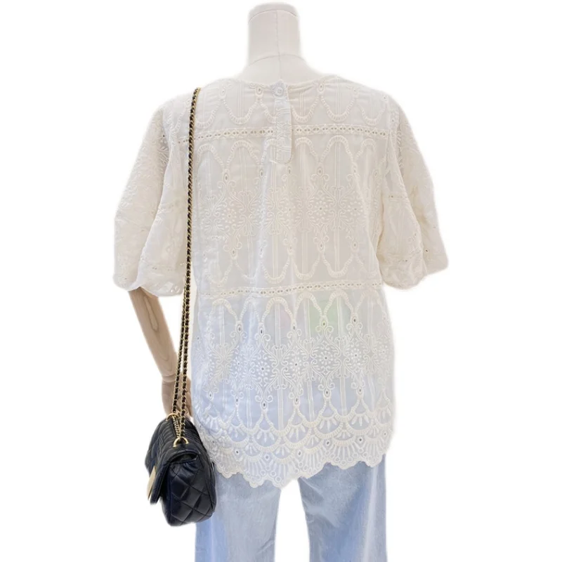 2021 Summer Round Neck Slimming Hollow Blouses for Women Sweet Short Sleeved Lace Shirt Female Korean Style Shirt Top
2021 Summer Round Neck Slimming Hollow Blouses for Women Sweet Short Sleeved Lace Shirt Female Korean Style Shirt Top