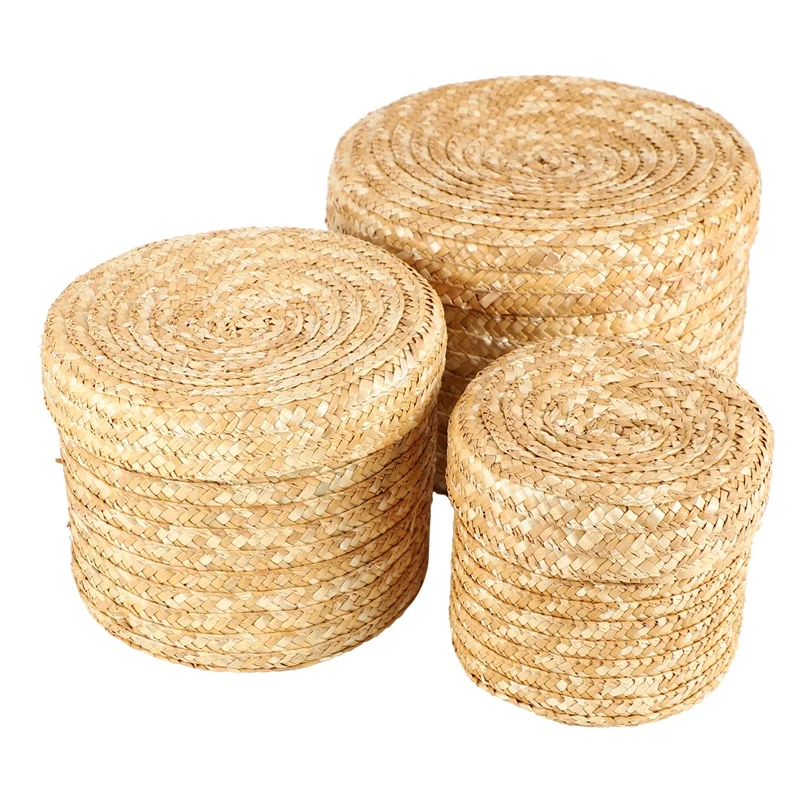 3 Pcs/Set Handmade Straw Woven Storage Basket With Lid Snack Organizer Storage Box Laundry Baskets Rattan Storage Flower Basket
3 Pcs/Set Handmade Straw Woven Storage Basket With Lid Snack Organizer Storage Box Laundry Baskets Rattan Storage Flower Basket