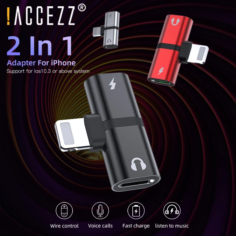! Адаптер для телефона ACCEZZ Lighting iphone X 8 7 Plus XS MAX XR 2 в 1 адаптер зарядки аудиовызов