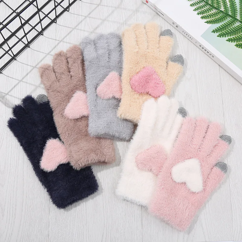 Winter Warm Touch Screen Gloves Female Knitted Gloves with Love Heart Cashmere Plush Mittens Outdoor Cycling Full Finger Gloves
Winter Warm Touch Screen Gloves Female Knitted Gloves with Love Heart Cashmere Plush Mittens Outdoor Cycling Full Finger Gloves