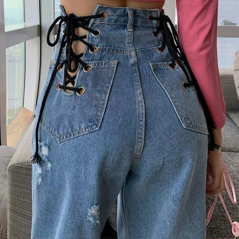 High Waist Hollow Out Bandage Denim Trousers Street Shot Sexy Straight Pants Women Style Female Trousers Super Spicy Loose Jeans
High Waist Hollow Out Bandage Denim Trousers Street Shot Sexy Straight Pants Women Style Female Trousers Super Spicy Loose Jeans