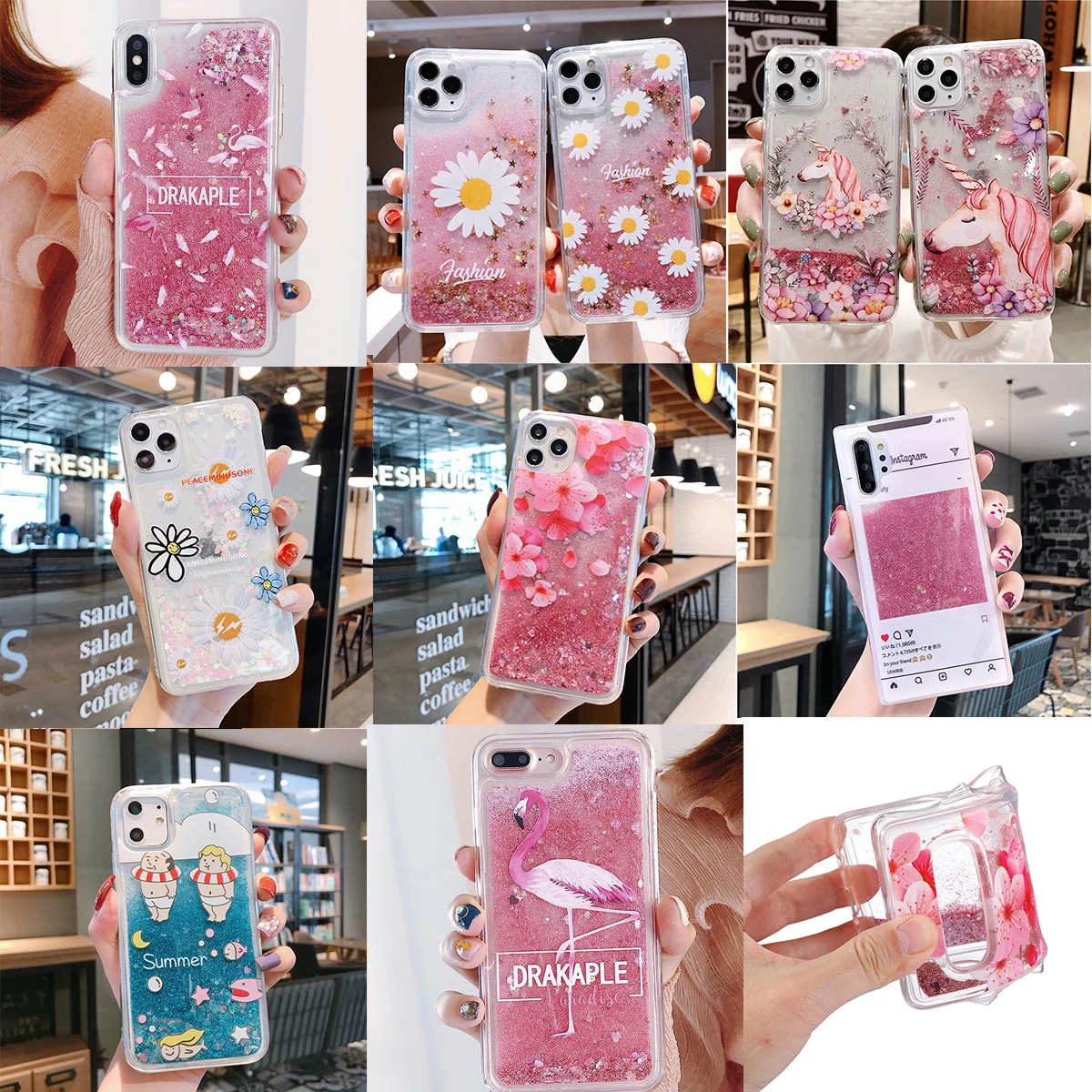 

Floral Unicorn Flamingo Glitter Water Liquid Phone Case For Huawei P Smart P8 P9 P10 P20 Plus P30 P40 Lite PRO 2017 Soft Cover