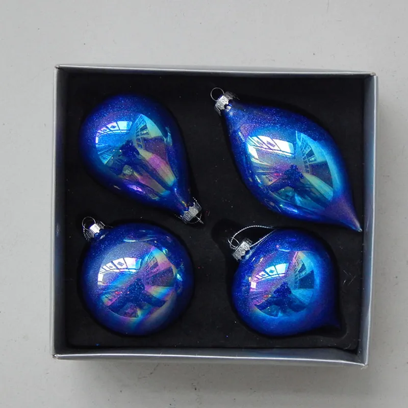 4pcs/pack Pearl Lustre Blue Series Four Different Shaped Glass Pendant Home Decoration Christmas Day Tree Hanger Globe Handmade
4pcs/pack Pearl Lustre Blue Series Four Different Shaped Glass Pendant Home Decoration Christmas Day Tree Hanger Globe Handmade