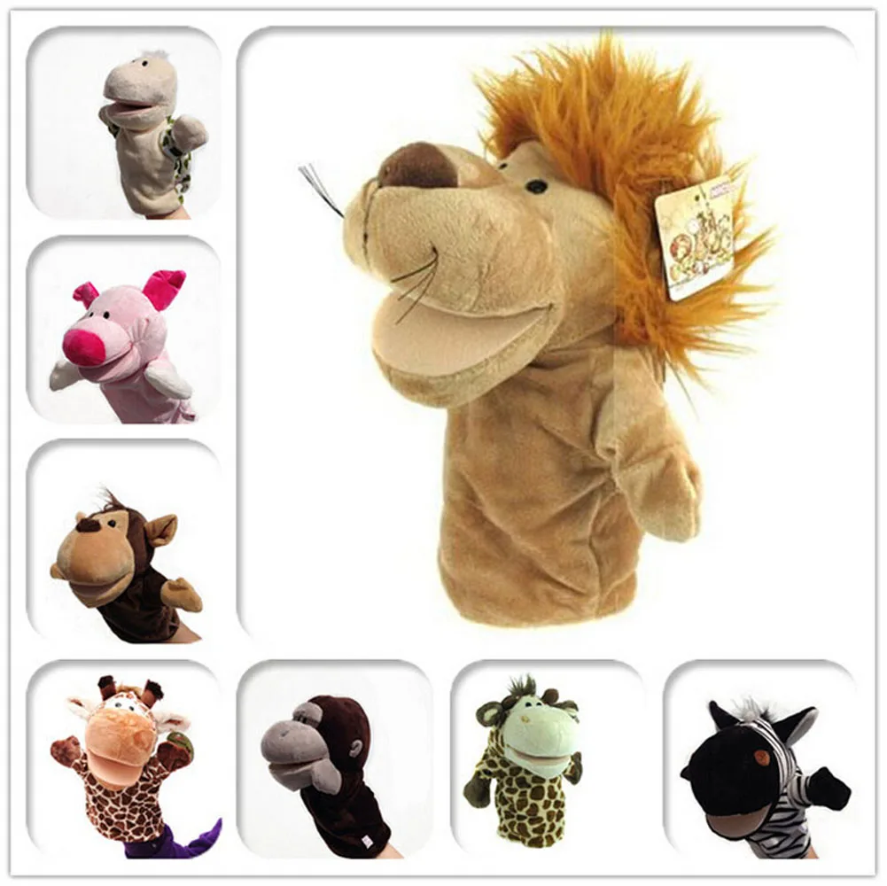 

Cute Classic Cartoon Animal Hand Puppet Toys Plush Puppets Frog Pig Rabbit Tiger Monkey Bear Lion Doll Baby Toy Animals Toy