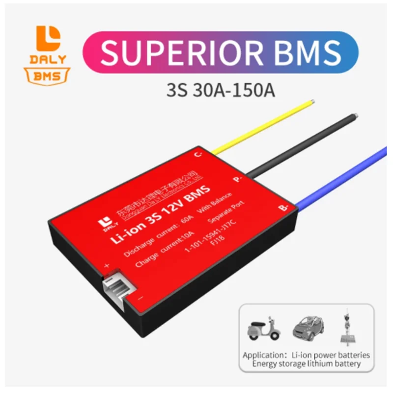 Daly BMS Lithium Battery Management System Separete Port with Balance 3S Bms 12V 30A 40A 50A 60A 80A 100A 120A 150A for Solar
Daly BMS Lithium Battery Management System Separete Port with Balance 3S Bms 12V 30A 40A 50A 60A 80A 100A 120A 150A for Solar