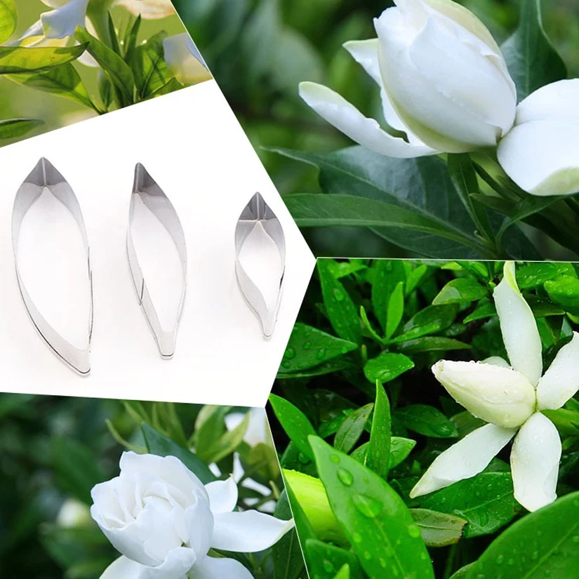 

Wholesale 10 Sets(3 pcs/set) Gardenia Petals Leaves Cutter Sets Stainless Steel Cookie Fondant Cake Decorating Tools