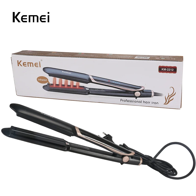 Kemei-2212 Professional Hair Straightener Curler Hair Flat Iron Negative Ion Infrared Hair Straighting Curling Iron Corrugation 
Kemei-2212 Professional Hair Straightener Curler Hair Flat Iron Negative Ion Infrared Hair Straighting Curling Iron Corrugation