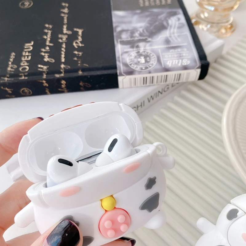 For AirPods 2 AirPods 1 Case Cute Cartoon Cows Shape Silicon Headphone Cover For Air Pods 3 Pro Portable Case Protect 
For AirPods 2 AirPods 1 Case Cute Cartoon Cows Shape Silicon Headphone Cover For Air Pods 3 Pro Portable Case Protect