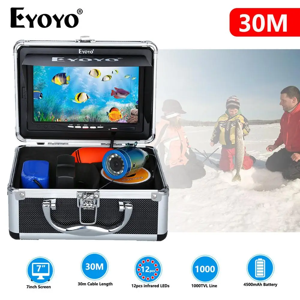 

Eyoyo HD DVR рыболокатор подводная рыболовная камера 1280*720 экран 1080P 15 м 30 М камера для рыбалки 8 Гб запись для льда