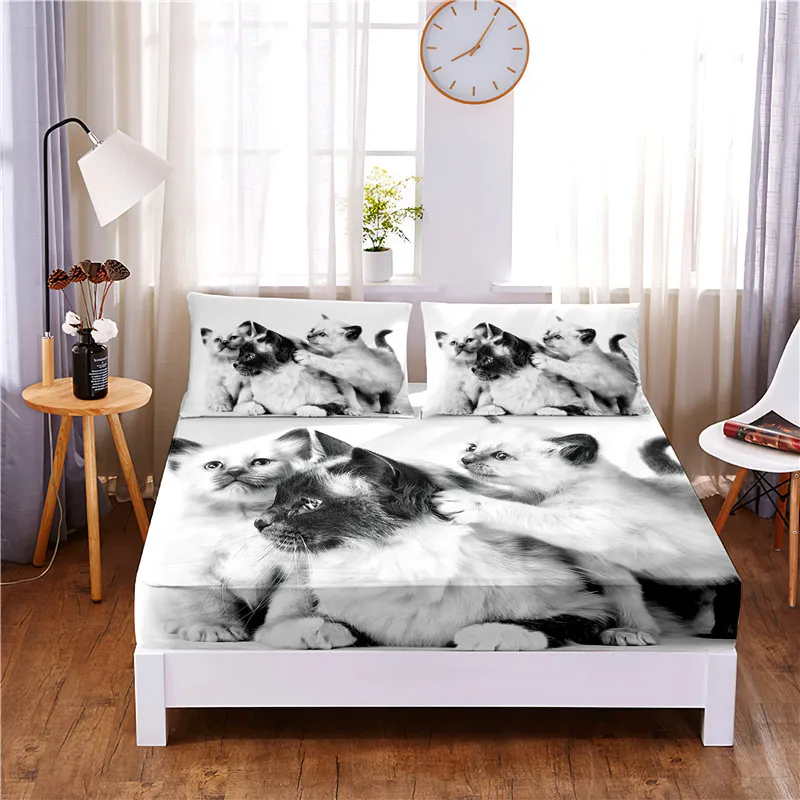 Cute Cat Digital Printed 3pc Polyester Fitted Sheet Mattress Cover Four Corners with Elastic Band Bed Sheet Pillowcases
Cute Cat Digital Printed 3pc Polyester Fitted Sheet Mattress Cover Four Corners with Elastic Band Bed Sheet Pillowcases